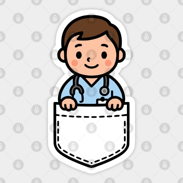 Cute Kawaii Male Nurse Pocket Cartoon Healthcare Medical Sticker by Yesteeyear